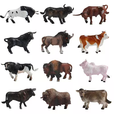 Figure Toy Cow Simulation Farm Cattle Ox Bull Animal Model Kids Educational Gift • $19.51