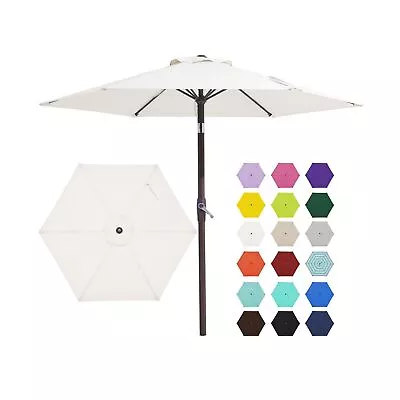 JEAREY 7.5FT Patio Umbrella Market Table Umbrella With 6 Sturdy Ribs Push Bu... • $68.58