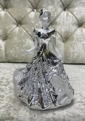 £24.99 • Buy Crushed Diamond Cinderella Crystal Gypsy Bride Silver Ornament Shelves Bling