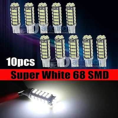 10X T10/921/194 RV Trailer 12V LED Lights Bulbs 68 SMD Xenon 6000K White • $13.49