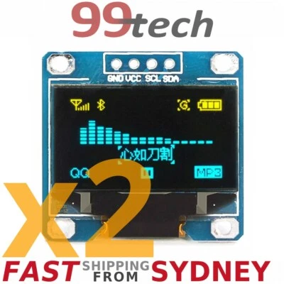 $15.90 • Buy 2x OLED Display 0.96 , 128x64, Yellow Blue, I2C IIC, SSD1306, Arduino Rasp,