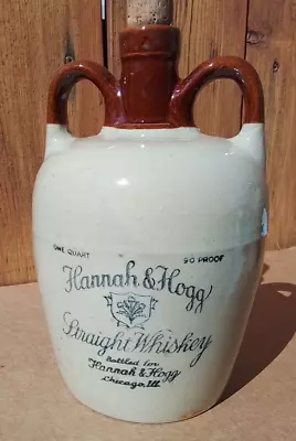 Vintage Hannah & Hogg Bourbon Whiskey Stonewear Mini 1 Quart Jug  • $16.72