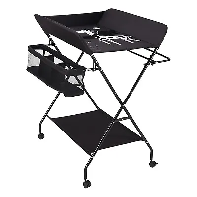 Baby Changing Table Folding & Portable Diaper Station W/Wheels Height Adjustable • £45.24