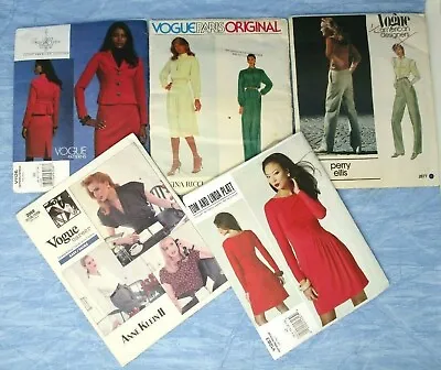 Vintage Designer Pattern Lot Vogue 2677 2069 2352 V1126 V1283 Size 6-14 And 10 • $20