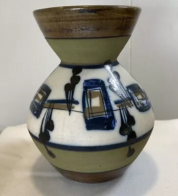 Vintage MCM Mid Century Mod Harsa Israel Hand Painted Vase  6 “Tall • $45