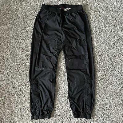 Vintage Marmot Rain Pants Mens Medium (actual 31x30) Black Nylon Ankle Zips • $13.60