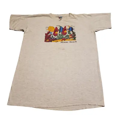 Vintage Disney Pooh Miami Beach T-Shirt White Men's One Size OS 90s Travel Tee • $18.88