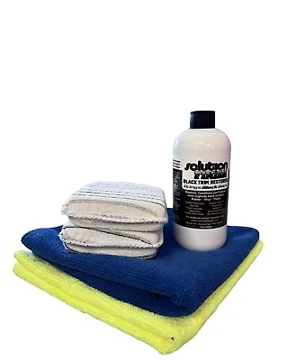 Solution Finish Black Plastic & Vinyl Restorer 12 Oz. & 2 Towel & 2 Applicators • $34.99