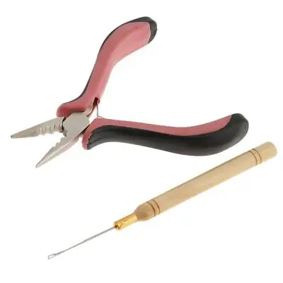 Hair Extensions Pliers Hook  Tool  Set For Silicone Micro  Loop • £10.21