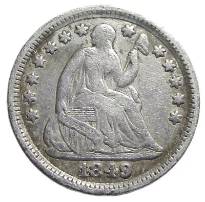 1849 Seated Half Dime : Possibly 1849/9 : Nicer Condition • $25