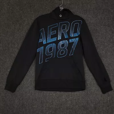 Aeropostale Sweater Adult Small Black Graphic Hoodie Fleece Pullover Sweatshirt • $9.31