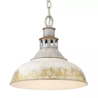 Vintage Style 1-Light Large Pendant In Aged Galvanized Steel With Rustic Antique • $141.95