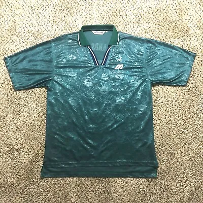 VTG 80s Mizuno Men Sz 2XL Green Soccer Jersey Shirt Polo All Over Print Polo 90s • $37.49