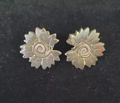 Vintage Georg Jensen Sterling Silver #102 Swirl Leaf Screw Back Earrings • $99.99