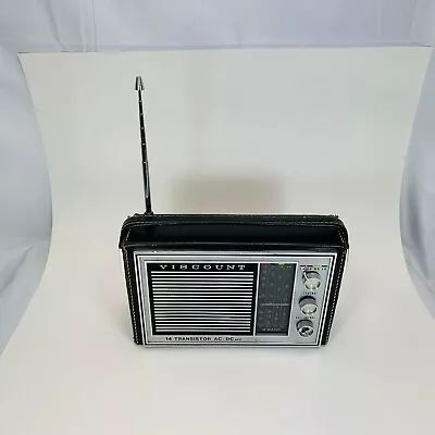 Vintage Viscount Radio Model 1440 Leather Case Radio For Decor Or Repair • $45