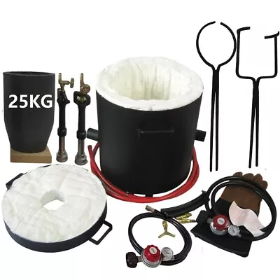 25 KG Large Gas Metal Melting Furnace Deluxe Kit With Tongs For Lifting&Pouring • $369