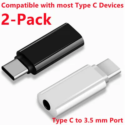 2 Pack USB-C Type C Adapter Port To 3.5mm Aux Audio Headphone Jack Converter • $4.99