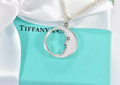 Tiffany & Co Sterling Silver Man In The Moon Double Chain Necklace 16  In Box • $429.99