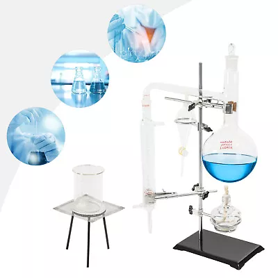1000ML Essential Oil Steam Distillation Apparatus Kit Oil Pure Water Glassware  • $72.99