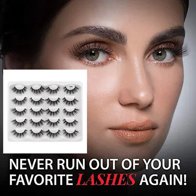 $6.47 • Buy 10Pair 3D Mink Natural Thick False Eyelashes Eye Lashes Makeup Extension 11Style