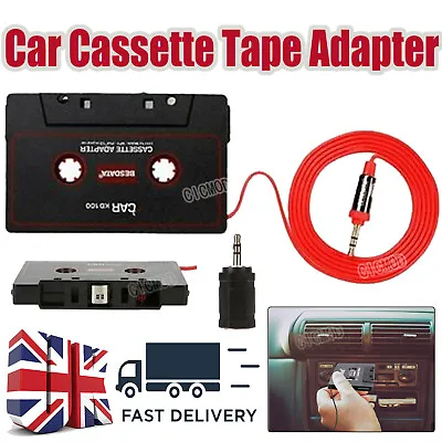 3.5mm Jack Aux Car Cassette Adapter Audio Tape W/Micro For MP3 CD Player Phone • £4.99