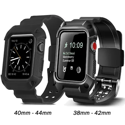 $12.95 • Buy Shockproof Rugged Case Strap Band For Apple Watch Series 6 5 4 3 2 1-38 40 42 44