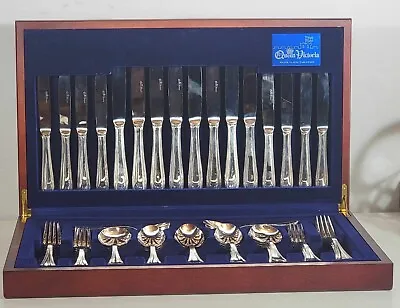 Vintage 57 Piece 8 Person Silver Plated EPNS Cutlery Set In Case Queen Victoria • $195