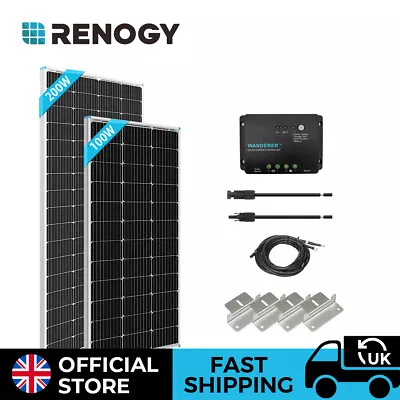 Renogy 100W 200W Solar Panel Kit 12V 30A Controller Mono RV Van Motorhome Boat • £74.99