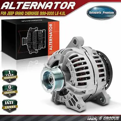 Alternator For Jeep Grand Cherokee 1999-2000 L6 4.0L 132 Amp 12 Volt CW 6-Groove • $121.99