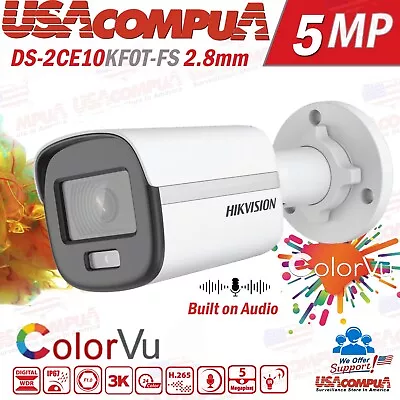 Hikvision 5MP 3K ColorVu DS-2CE10KF0T-FS 2.8mm Audio Fixed Mini Bullet Camera • $75.95