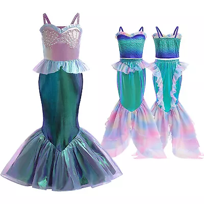 Kids Girls Mermaid Dress Sleeveless Halloween Costume Cosplay Fishtail Skirt • $20.14