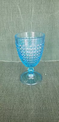 HTF Blue Thousand Eye Pattern Glass Goblet In Great Vintage Condition • $18