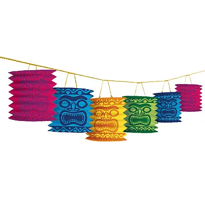 £7.89 • Buy 12ft Tiki Head Hawaiian Luau Beach Party Paper Lanterns Garland Decorations