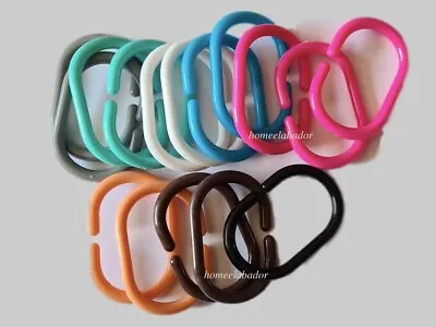 White Shower Curtain Rings Hooks Bathroom Plastic Strong Pole Rail Guide Hanger • £3.49