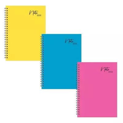 3 X Spiral Bound A5 Notebook Lined  Bright Asst. Colours • £5.99