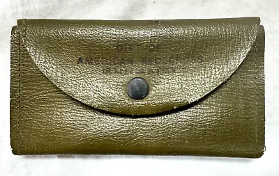 Vintage American Red Cross Free Gift - Military Green Leather Tri-fold Case • $10.80