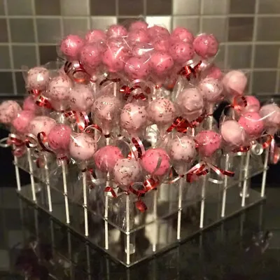 52 Hole Lollipop Acrylic Cake Pop Stand Transparent Dessert Display Shelf Board • £12.35