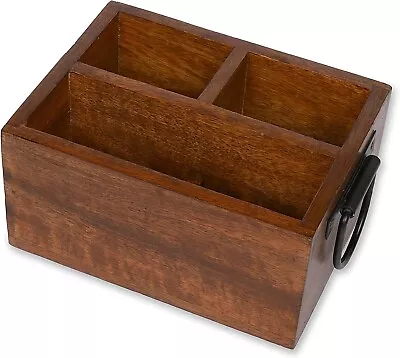 3 Compartment Flatware Caddy Cutlery Utensil Holder With Metal Handles Utensil • $25.64