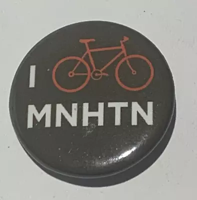 I BIKE MNHTN Button Pin 1  - Biking Manhattan NYC Bicycle Pin • $6.75