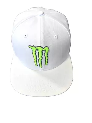 Monster Energy White Twill Flat Bill Snapback Cap. OSFM. Nice Quality. • $30