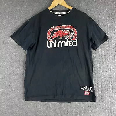 Ecko Unltd Shirt Mens Large Black Rhino Hip Hop Baggy Centre Logo Vintage Y2K • $59.95