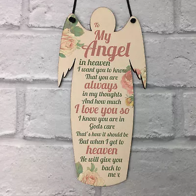 £4.99 • Buy My Angel Grave Wooden Angel Plaque Loving Memory Mum Dad Nan Berevement Gifts