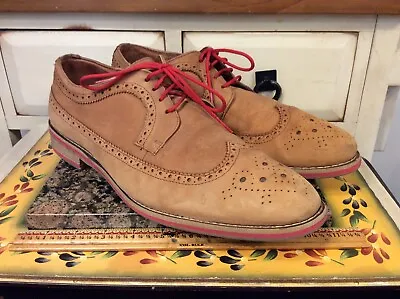 J D Fisk Suede Leather Wing Tip Oxford Shoes W Contrasting Accents Size 12 M • $31.20