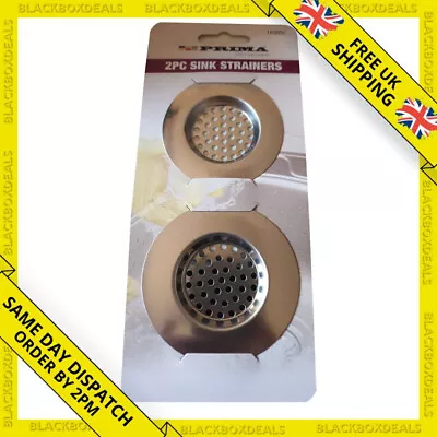 2pc Metal Strainer/Stopper Set Sink Bathroom Basin Food Hair Waste Trap Filters • £1.97