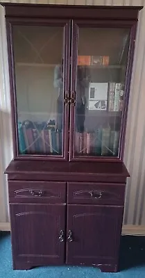 £10 • Buy Mahogany Glass Display Unit Cabinet With Drawers, Cupboard Space. Illuminated.