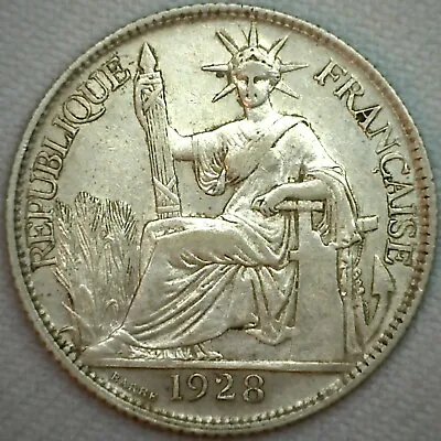 1928 A French Indo China 20 Cent Silver Coin XF Extra Fine • $59.95