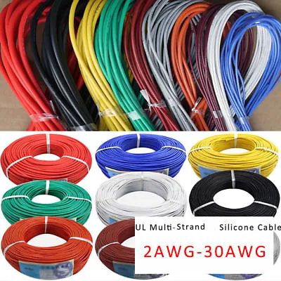 2/4/6/7/11/15/17-30AWG 0.08mm UL Strand Silicone Soft Cable 600V 200℃ RC Wire • $41.36