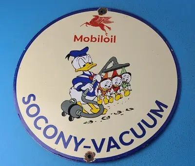 Vintage Mobil Gasoline Porcelain Socony Vacuum Gas Pegasus Service Station Sign • $135.37