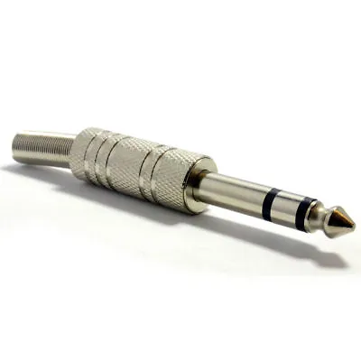 6.35mm 1/4 Inch METAL Stereo Jack Plug & Strain Relief Solder End [006932] • £2.81