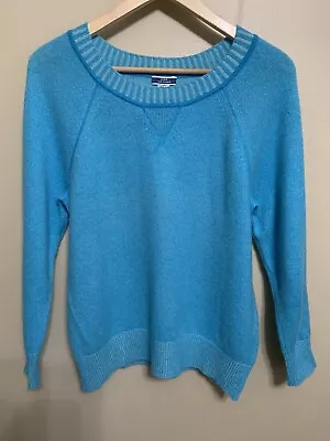 J Crew Cashmere Plaited Sweatshirt Size M Turquoise Aqua • $25